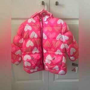 Pink Heart Puffer Jacket